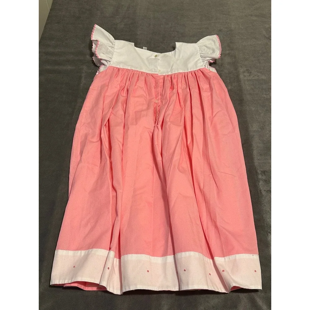 The Proper Peony Girls Pink Tulip Embroidered Flutter Sleeve Dress Size 6Y